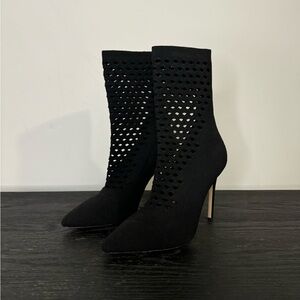 Aldo Seassi Perforated Black Sock Ankle Booties